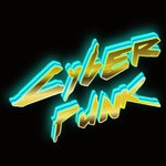 Cyberpunk-Schriftart mit Neon-Hintergrund