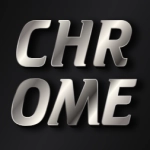 Metallene Beschriftung mit Chrom-Effekt