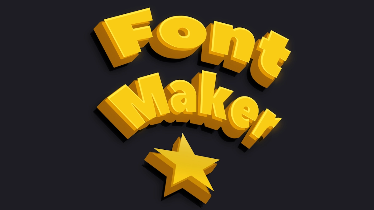 Voluminöser gelber 3D-Text im Zeichentrick-Stil
