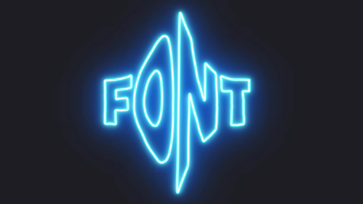 Schöner neon Text mit blauem Leuchten