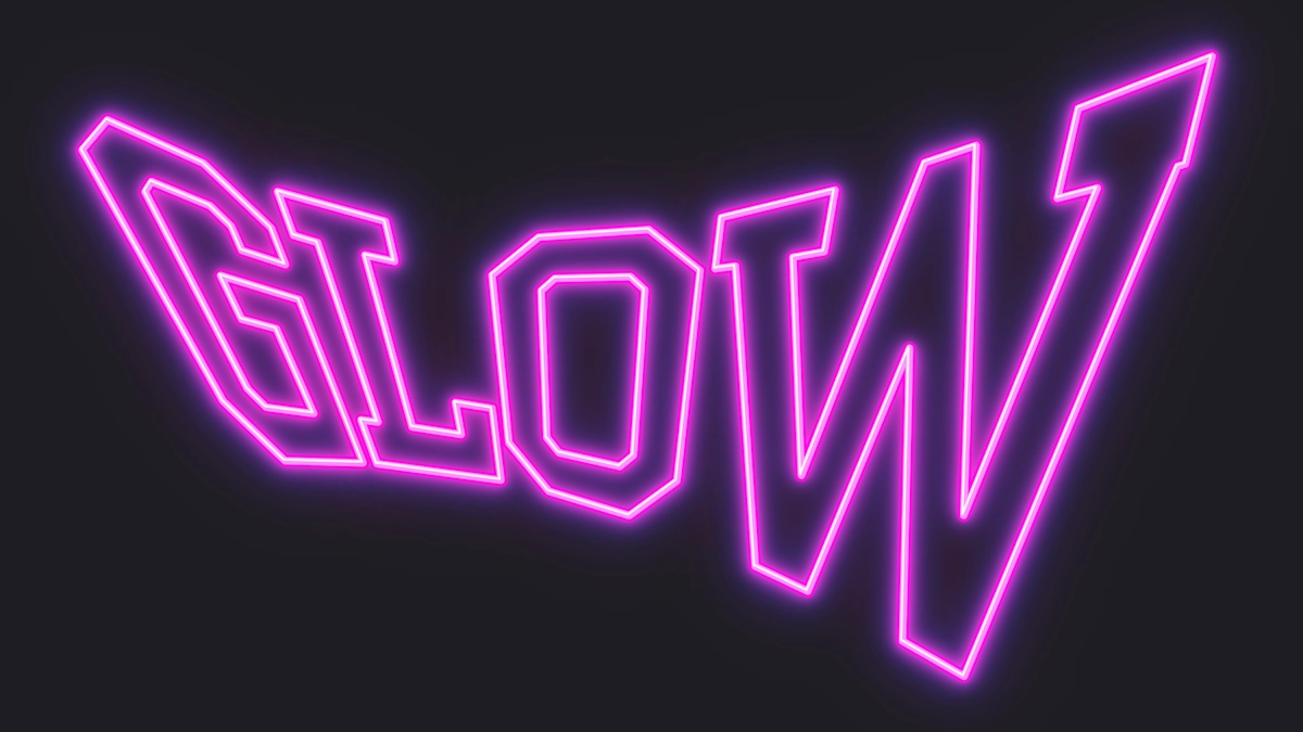 Leuchtender rosa neon Text aus Konturen