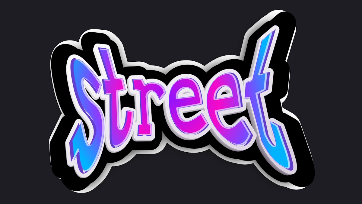 Heller 3D-Graffiti-Schrift als Sticker