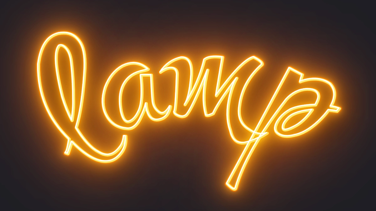 Schrift ändern auf gelb leuchtende Neon