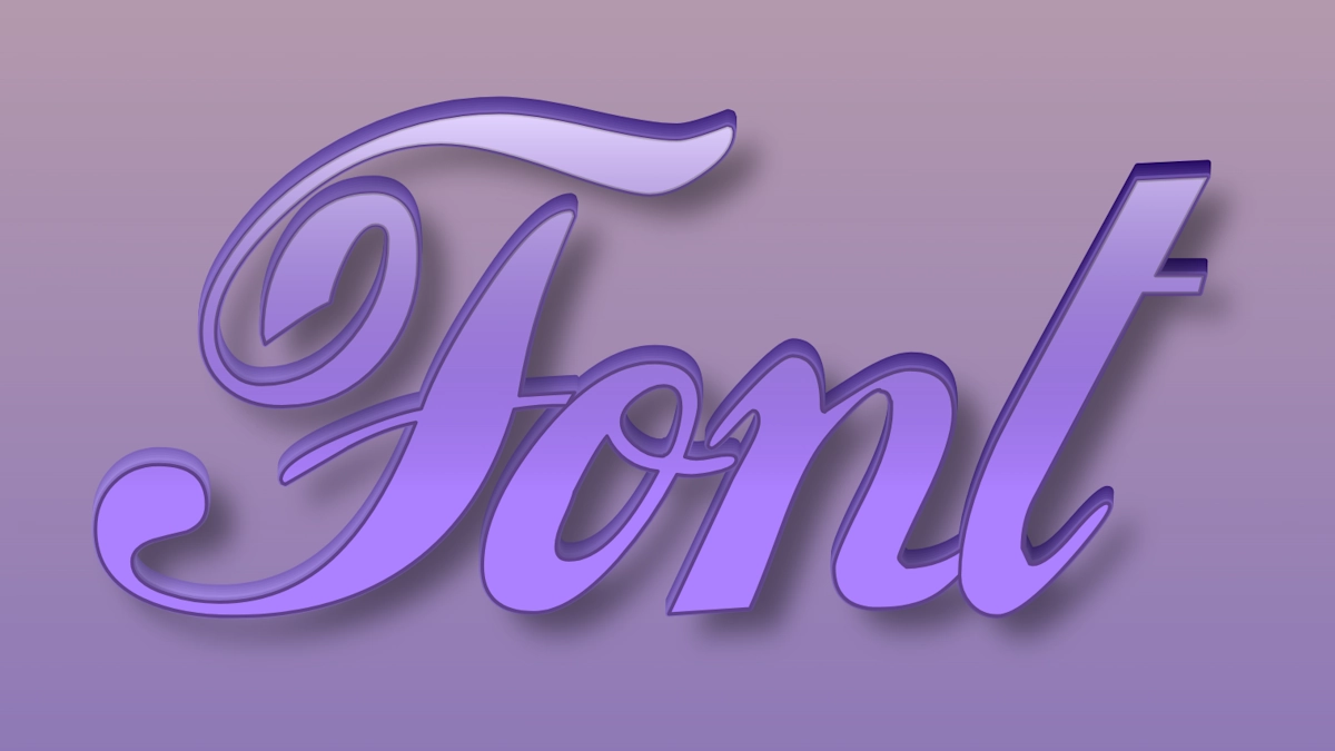 Schöne handschriftliche 3D-Schriftart in violetter Farbe