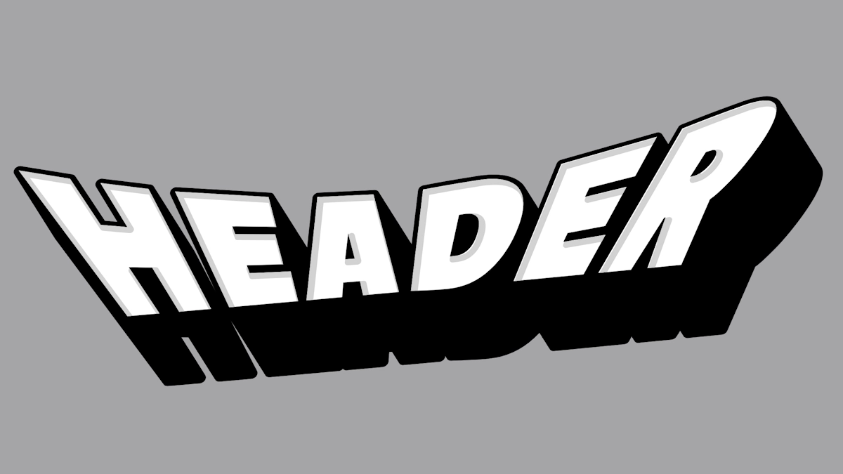 Weißer voluminöser 3D-Text im Stil von Comics und Action-Titeln