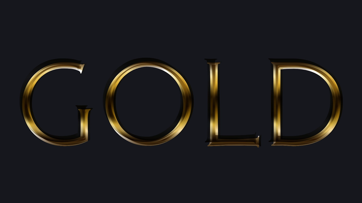 Realistischer goldener 3D-Text mit Reflexen