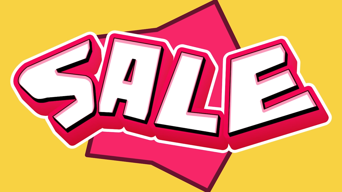 Auffälliger weiß-rosa 3D-Text im Sticker-Stil