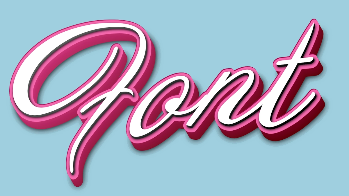 Elegante rosige 3D-Kursivschrift