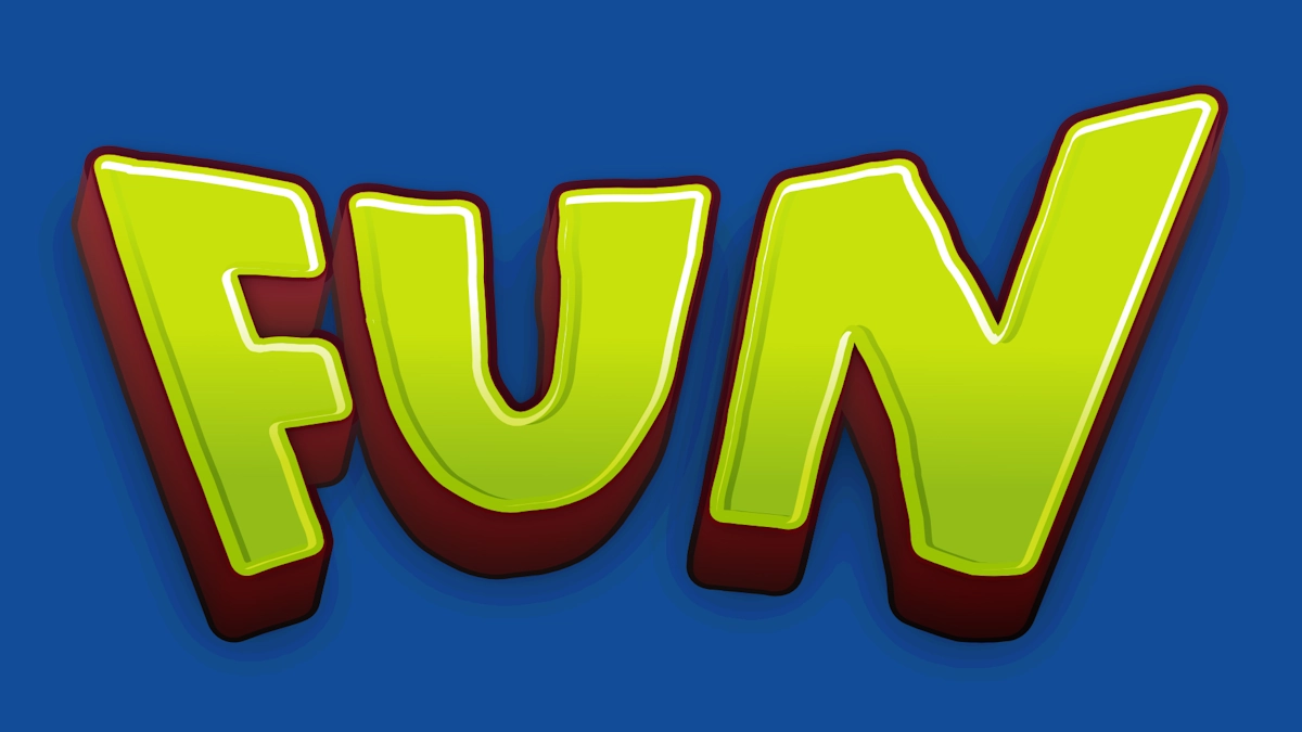 Fröhlicher grüner zeichentrickartiger 3D-Text