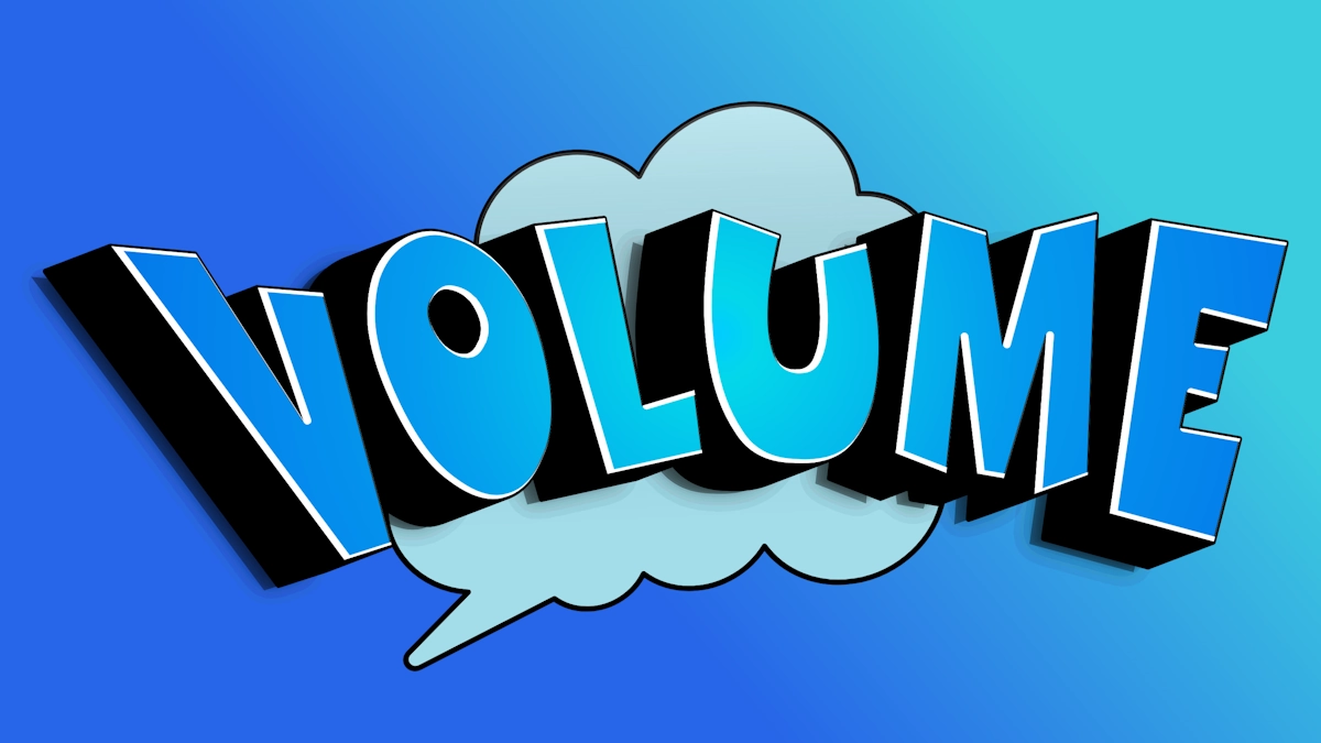 Blauer 3D-Text im Comic-Stil mit schwarzer Schatten