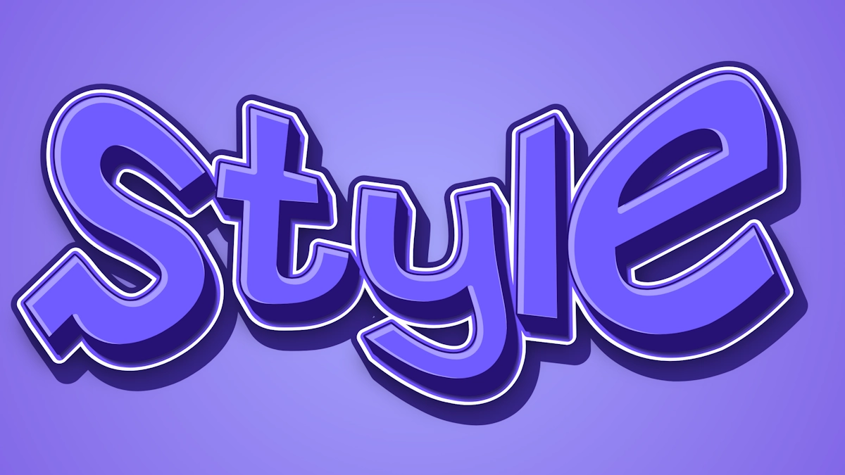 Violetter 3D-Text-Sticker mit mehrschichtiger Kontur