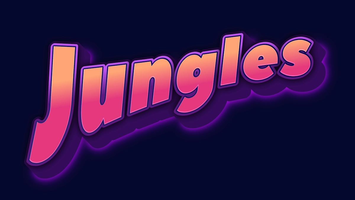 Neon 3D-Text mit orangen-rosa Gradient des Sonnenuntergangs