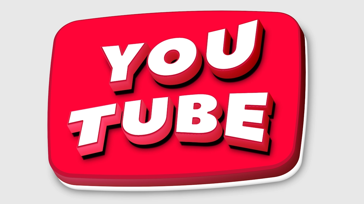 Weißer 3D-Text auf roter Plakat in YouTube-Schaltflächen-Stil