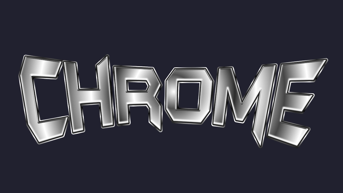 Chromierte metallene 3D-Text