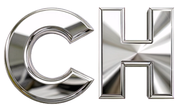 Chromierte Schriftart.