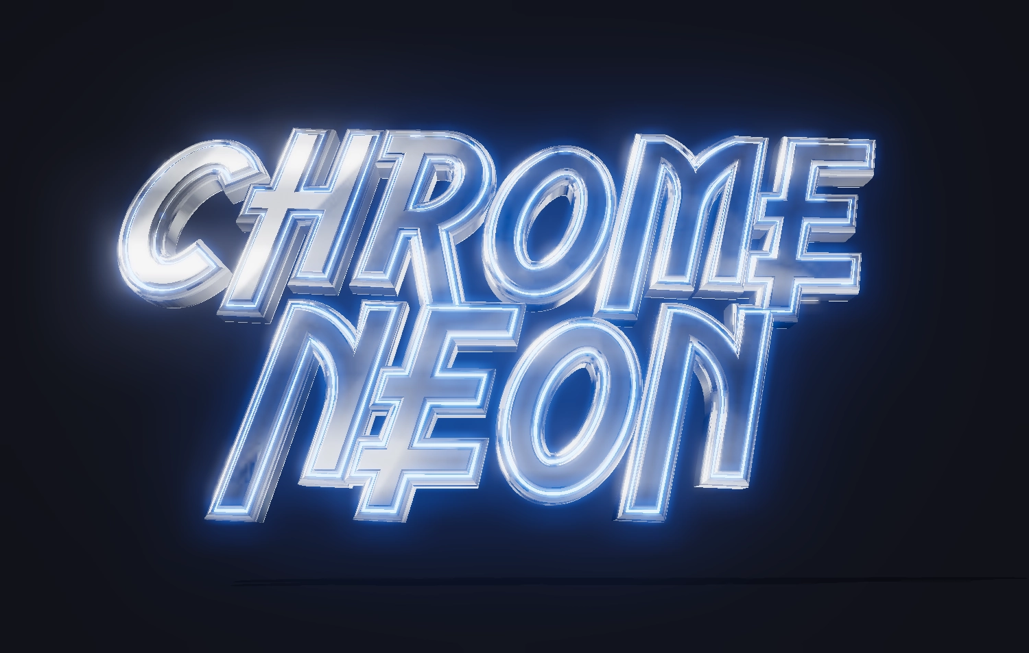 Schreiben Sie schöne Beschriftung mit chromiertem Neon