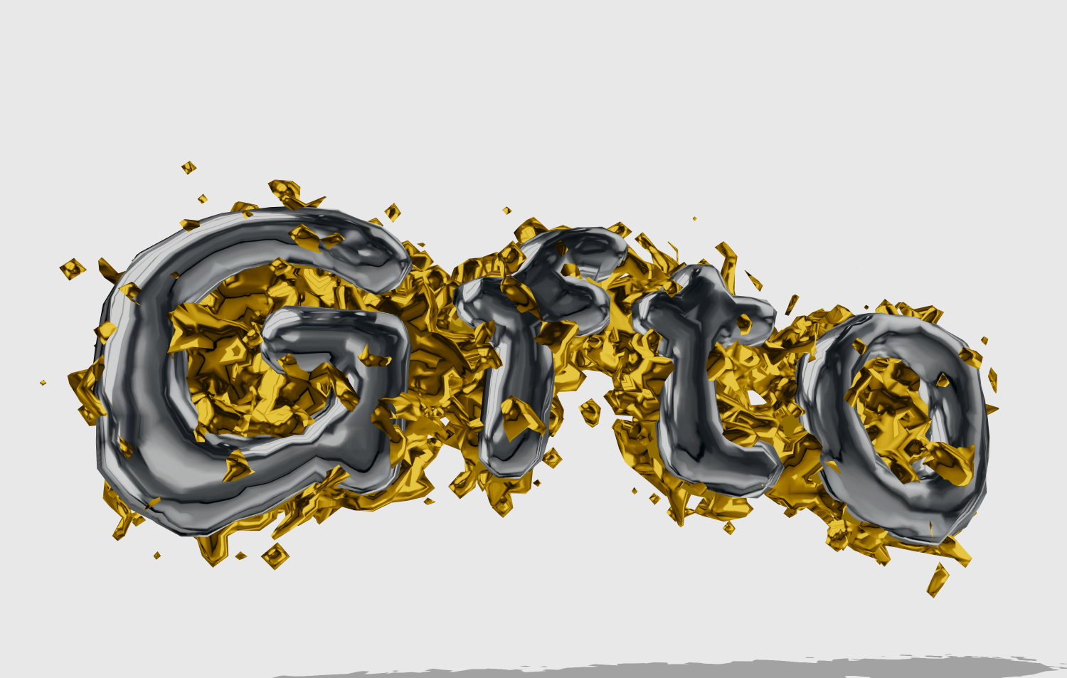 Beschriftung mit schönem flüssigen Chrom und Gold