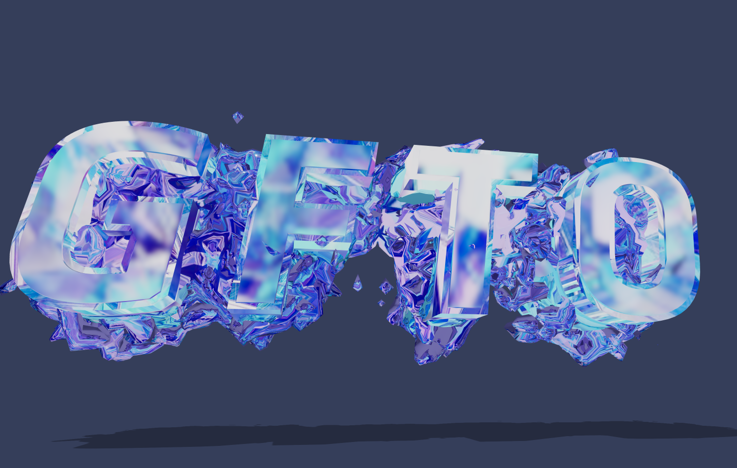 Text mit schöner Schriftart aus zerbrochenem Glas