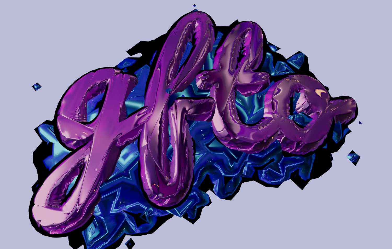 Text mit schöner violetten Karamell-Schriftart