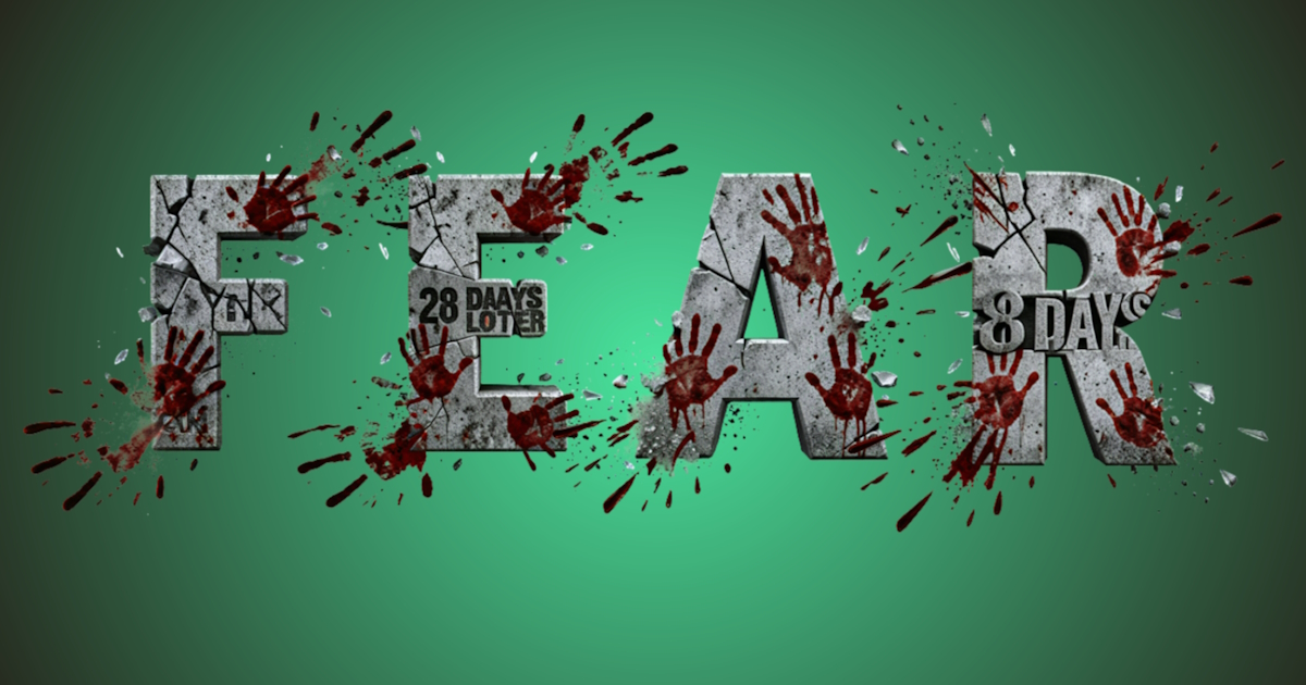 Zombie-Text: Beispiel einer Generierung eines Beton-Schrifttyps mit blutigen Handschriften