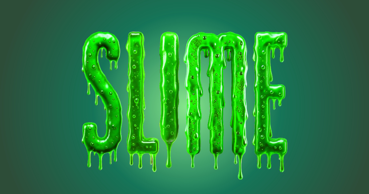 Schleim-Schriftart: Beispiel für die Erstellung eines 3D-Textes aus grünem Schleim