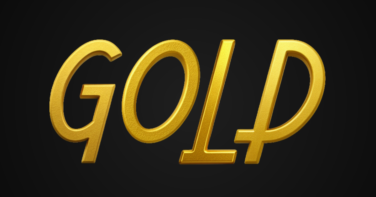 Goldener Text: Beispiel für die Erstellung eleganter 3D-Schrift aus mattem Gold