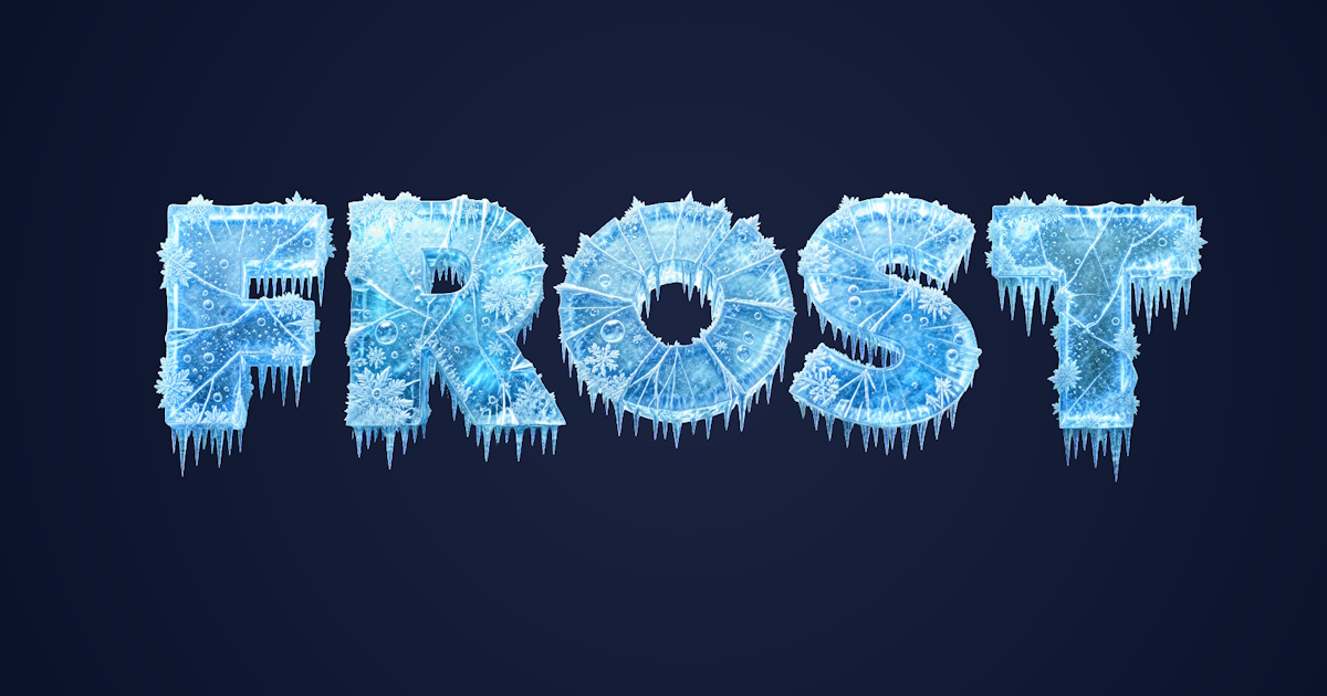 Eisiger Text: Beispiel einer frostigen 3D-Schriftgenerierung mit Eiszapfen
