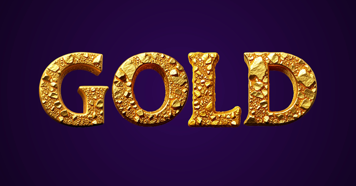 Goldener Text: Beispiel einer 3D-Schriftgenerierung mit Gold-Textur
