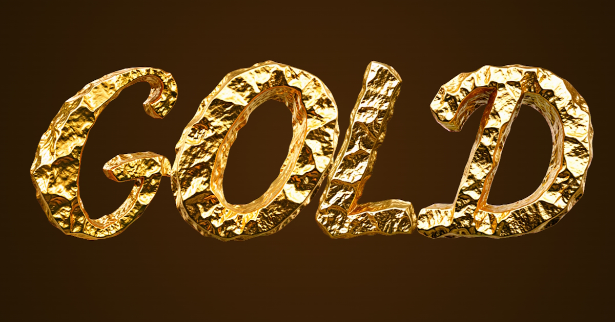 Goldener Text: Beispiel für die Erstellung einer Aufschrift aus Goldbarren