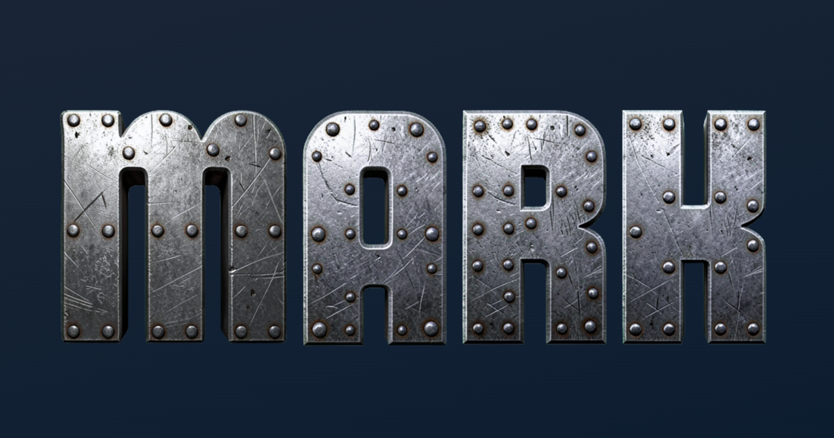Stahltext: Beispiel einer 3D-Schriftart-Generierung aus Metall mit Nägeln