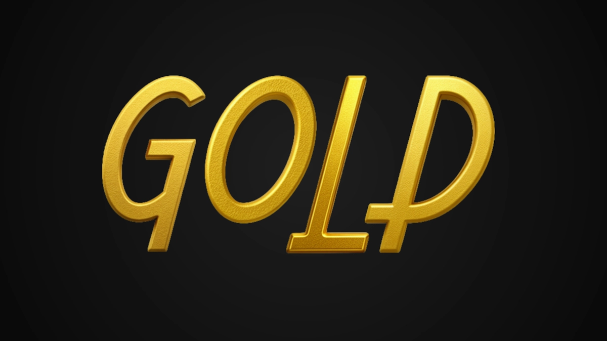 Eleganter 3D-Text mit Struktur edlem mattem Gold