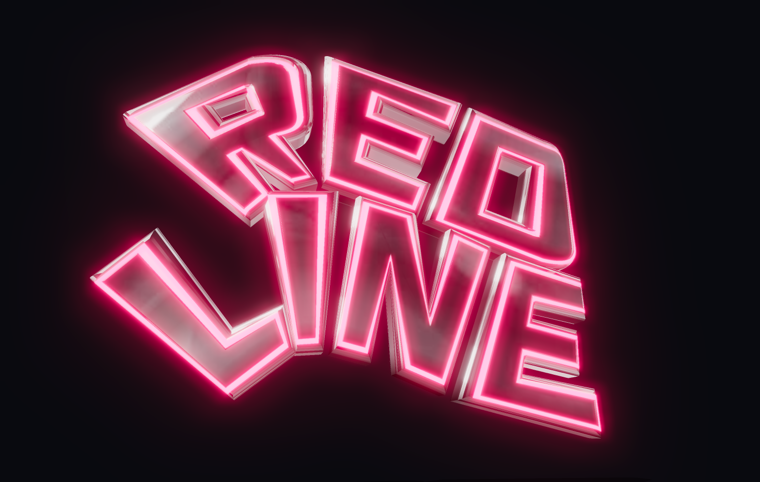 Leuchtender 3D-Text im Stil Neon-Schild. 3D-Aufschrift.