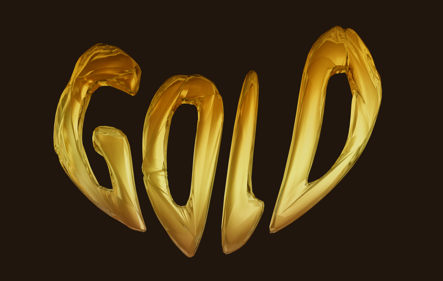 Voluminöser goldener 3D-Text. Aufblasbare Buchstaben.