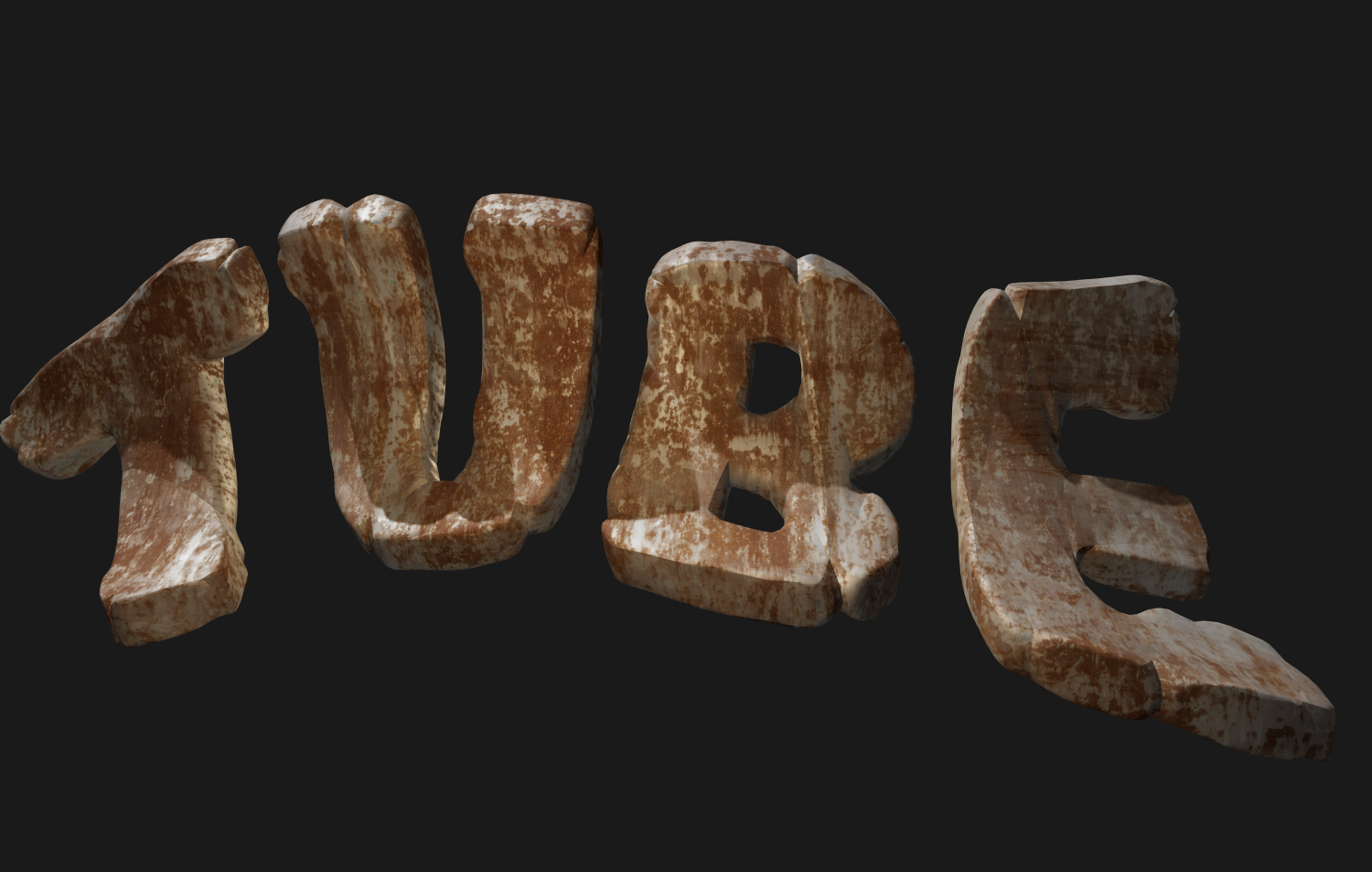 3D-Text mit Effekt von Rost. Eine schöne Aufschrift erstellen.
