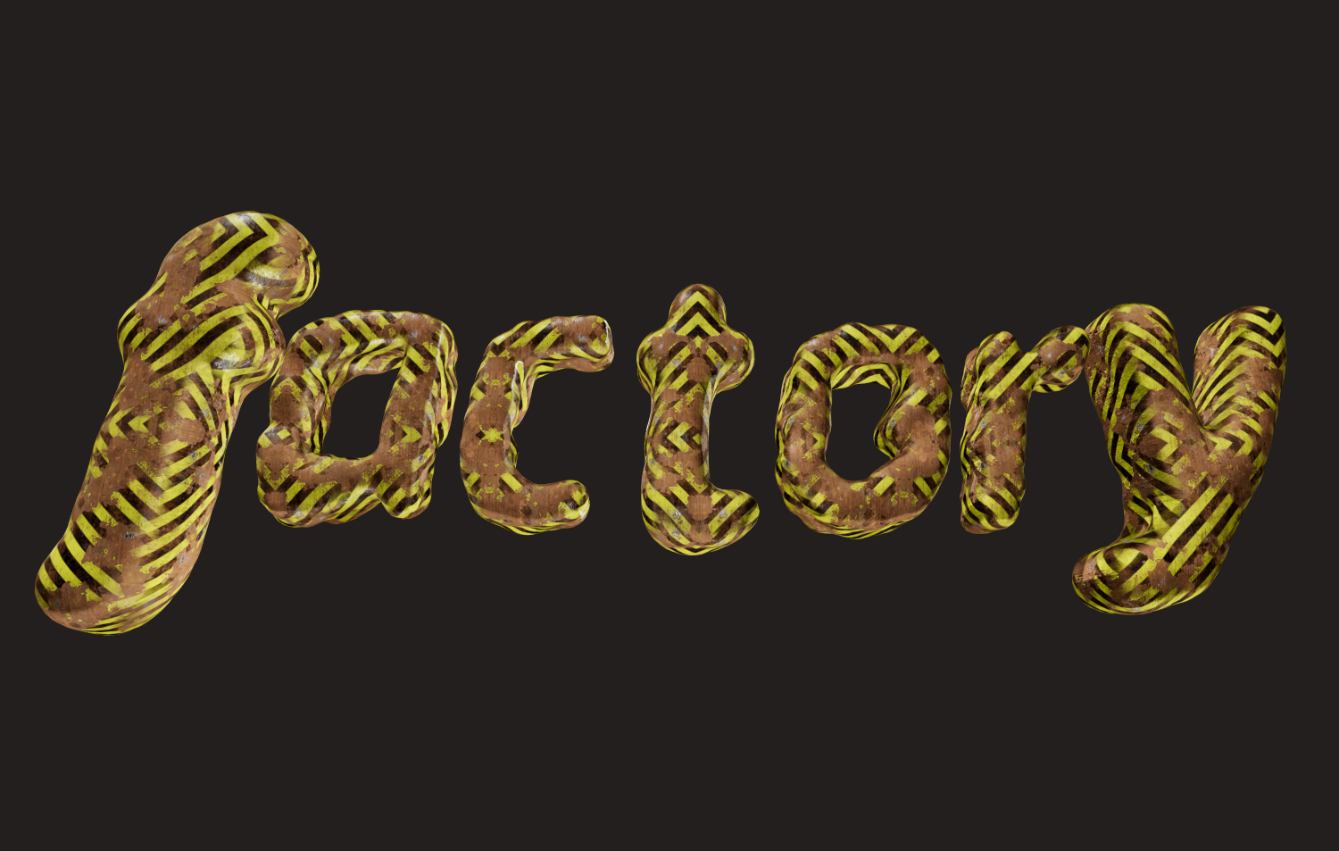 3D-Text im industriellen Stil mit Rost. Ein Logo erstellen.