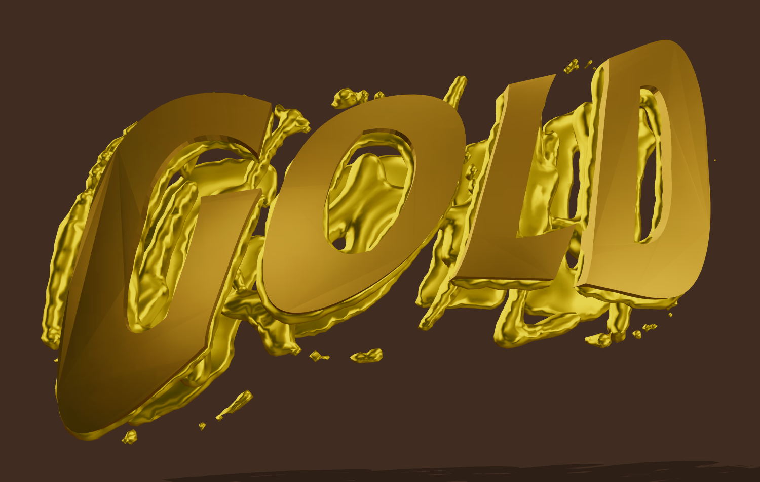 Goldener 3D-Text mit Effekt flüssigem Metall. Ein Logo online erstellen.