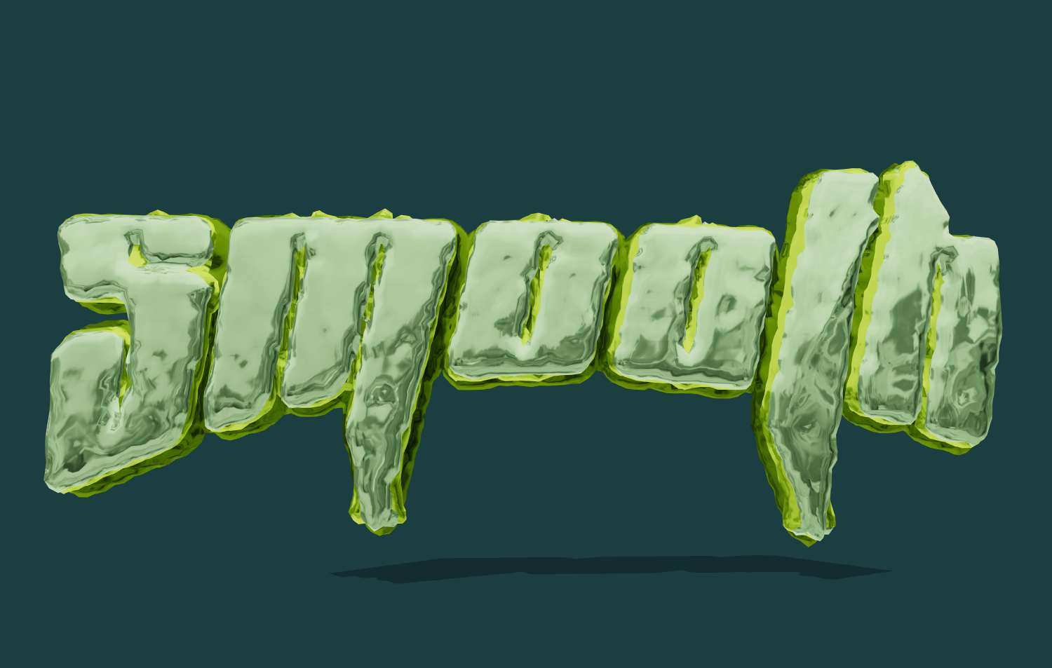 3D-Text mit Effekt von Glas. Glänzender Neon-Font.