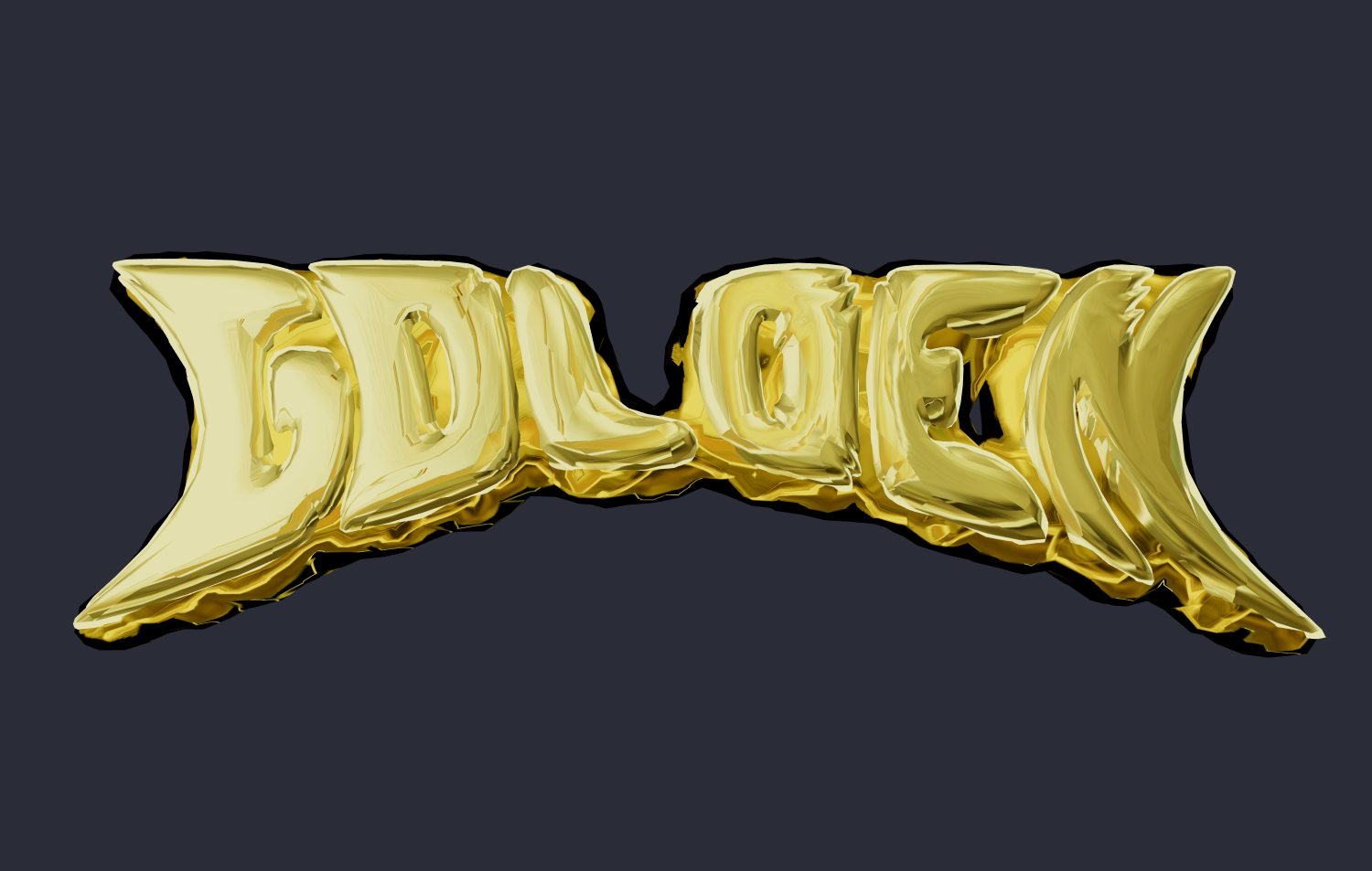 Goldener 3D-Text, voluminöse schöne Aufschrift.