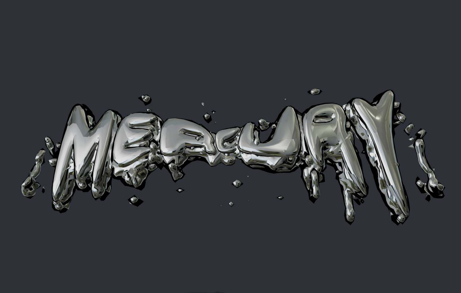 3D-Aufschrift im Stil geschmolzenen Quecksilbers. 3D-Font für ein Logo.